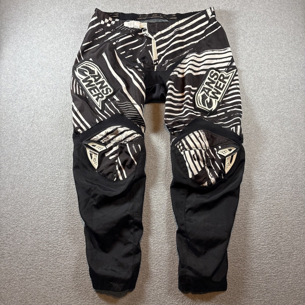 Answer Motocross Syncron Pants Black White Men's Sz 40 Padded Knee (Read Desc.)